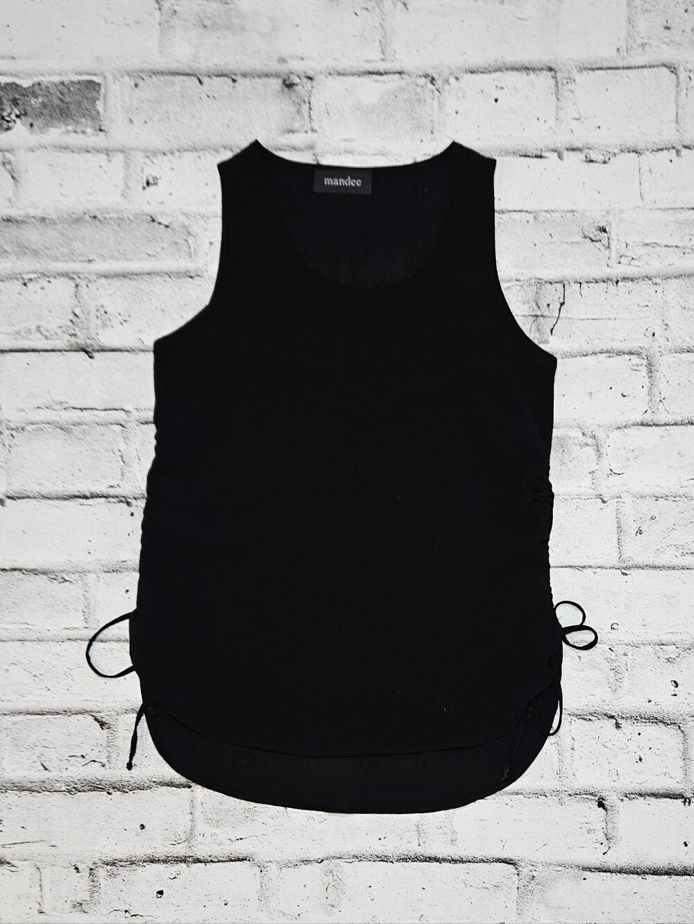 Mandee Black Sleeveless Ruched Side Tank Top Stretch Size Small - Picture 4 of 12